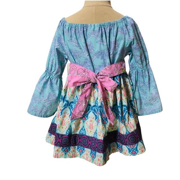 MATILDA JANE GIRLS DARLING DRESS IN BLUES, PURPLE & PINK - SIZE 4 - Picture 3 of 10